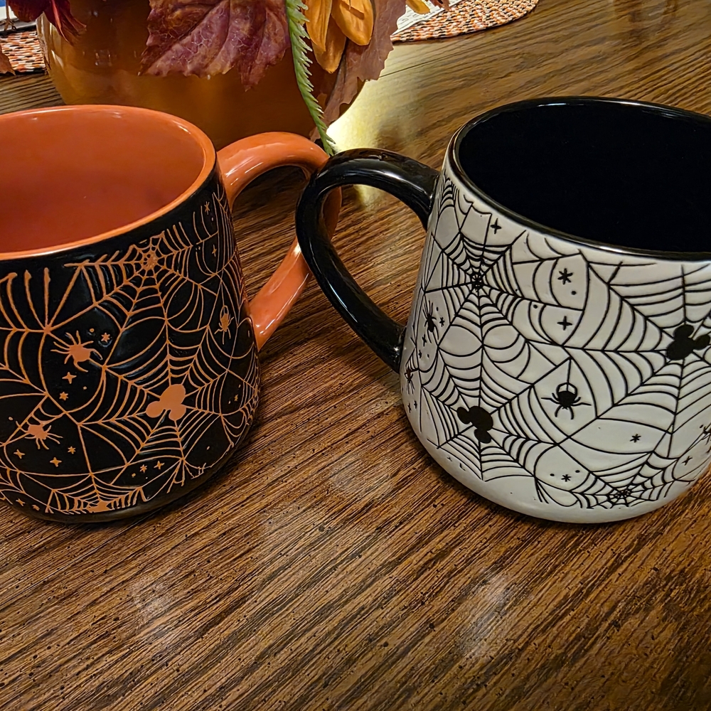 Disney Halloween Spider Web Mugs - Orange and Black
